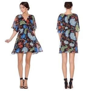 Alice + Olivia Cay Alder Mini Dress - 4, Black, Dolman, Boho Cottage Twirl Party